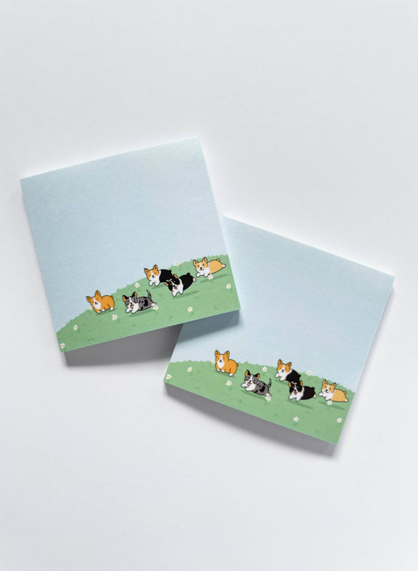 Corgis Frolicking Sticky Notes