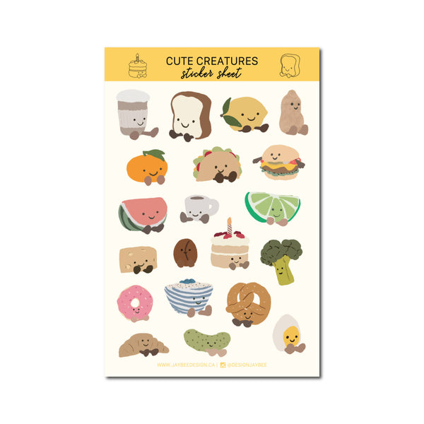 Cute Creatures Sticker Sheet