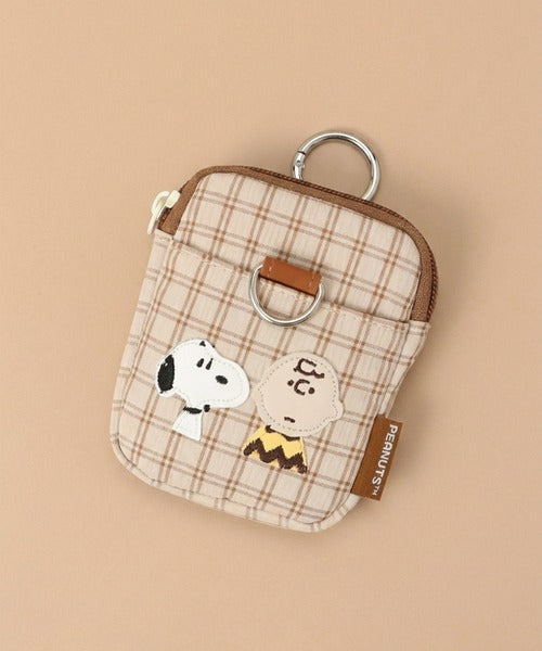 Peanuts Snoopy Plaid Carabiner Pass Case Pouch