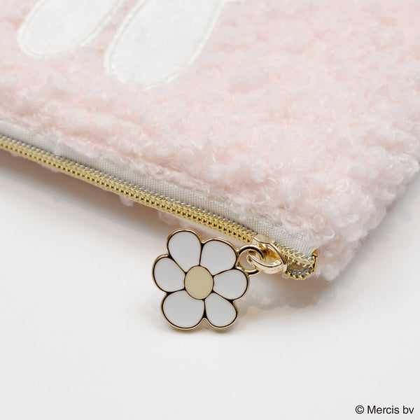 Miffy Fluffy Sherpa Pouch with Daisy Charm Cosmetic Coin Pouch