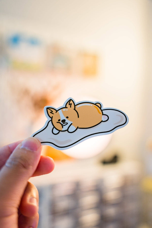 Lazy Sleepy Egg Corgi Vinyl Sticker