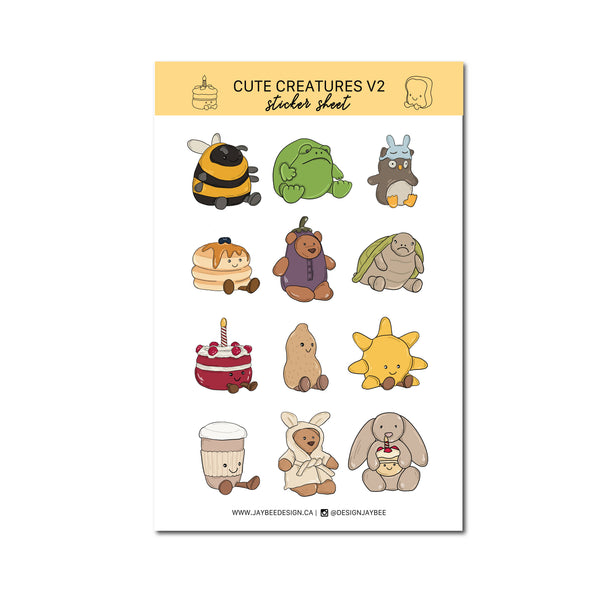 Cute Creatures V2 Sticker Sheet