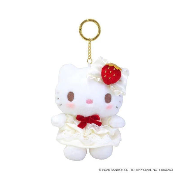 Hello Kitty Strawberry Lace Plush Mascot Keychain – Sanrio Japan