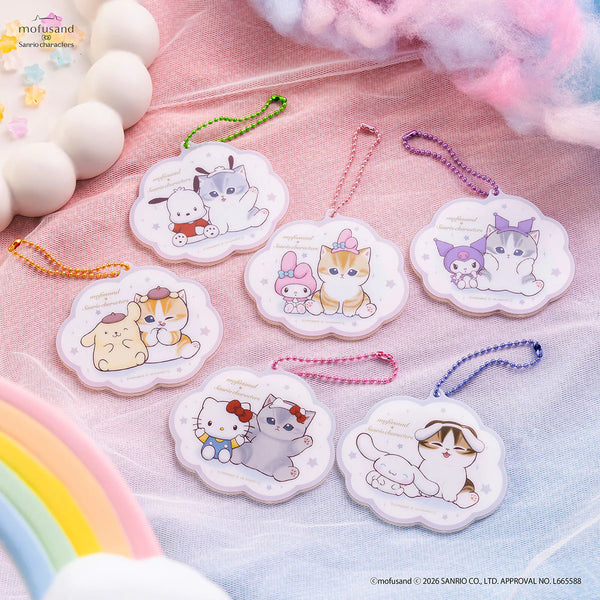 Mofusand x Sanrio Characters Trading Acrylic Mini Mirror Keychain