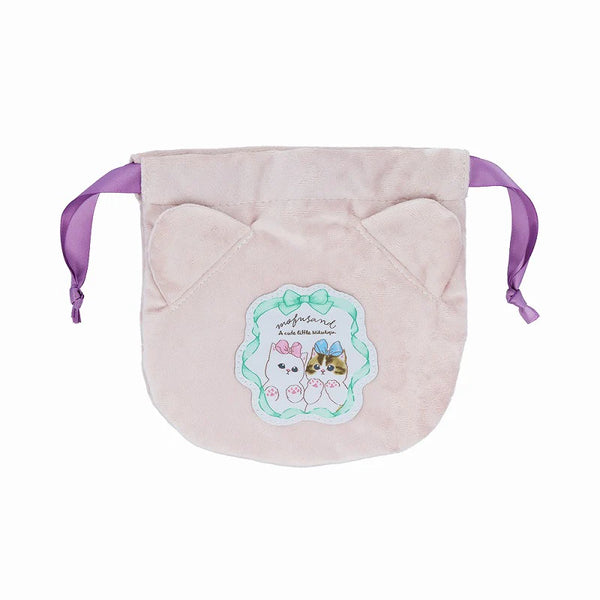Mofusand Nikukyu Ribbon Velvet Drawstring Bag