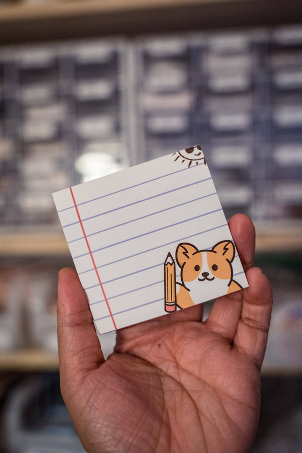 Lined Paper Corgi Sticky Notes