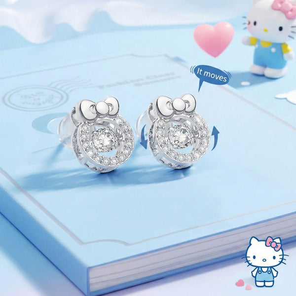 Hello Kitty "Dancing Stone" Sparkle Bow Stud Earrings | 925 Sterling Silver