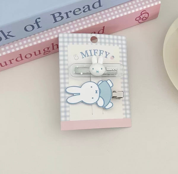 Miffy Pastel Blue Hair Clips – 2-Piece Set