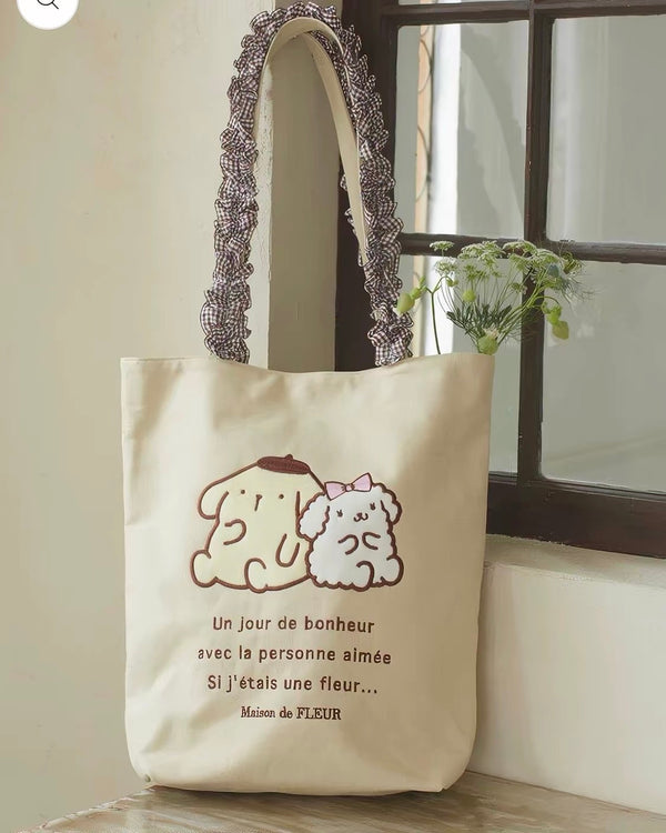 Maison de FLEUR x Sanrio Pompompurin Macaron Ruffle Tote Bag | Pre-order