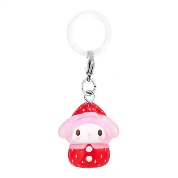 Sanrio Strawberry Outfit Keychain Gashapon