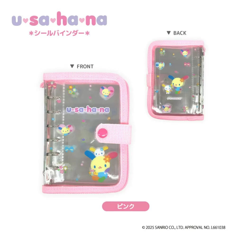 Sanrio Usahana Clear 6-Ring Sticker Binder & Organizer (Pink)