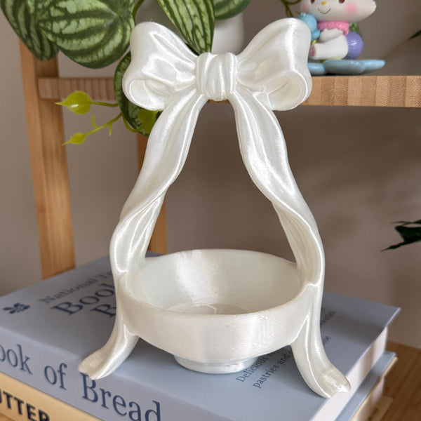 Pearlescent Ribbon Bow Trinket Dish