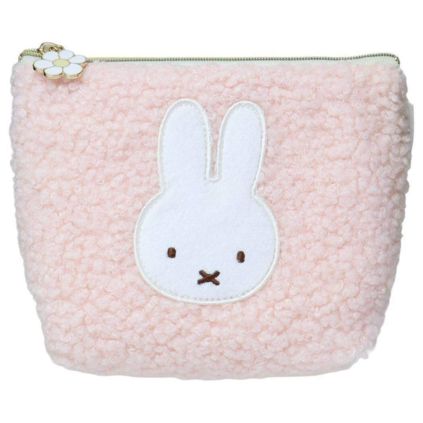 Miffy Fluffy Sherpa Pouch with Daisy Charm Cosmetic Make Up Bag