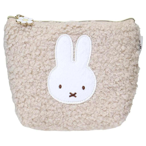 Miffy Fluffy Sherpa Pouch with Daisy Charm Cosmetic Make Up Bag