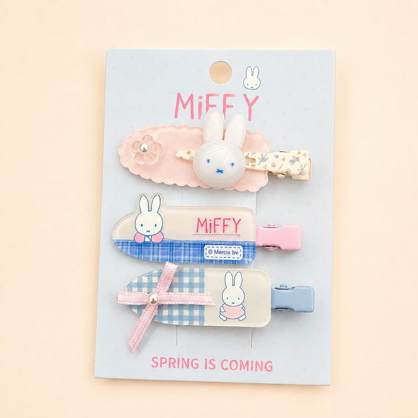 Miffy Pastel Hair Clip Set 3-Piece Spring Collection