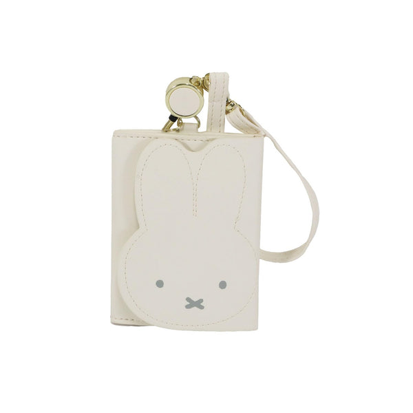 Miffy Face Series Tri-fold Pass Case Card Holder with Reel
