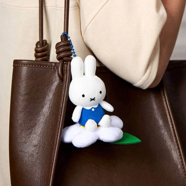 Miffy Blue Flower Mascot Plush Keychain