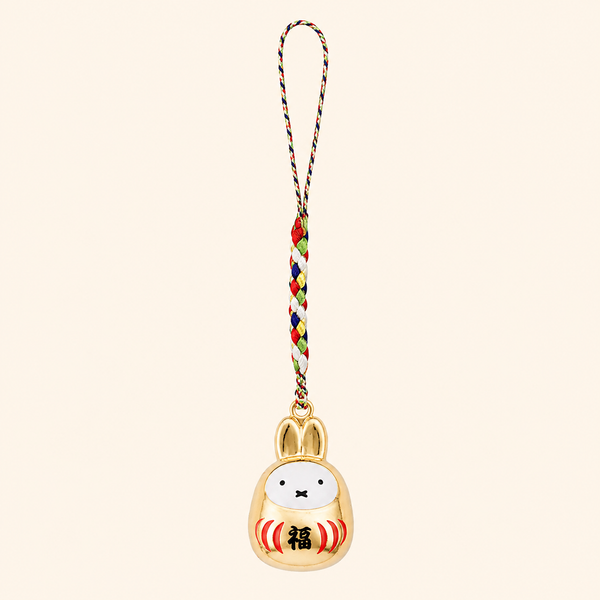 Miffy Lucky Gold Daruma Bell Phone Charm