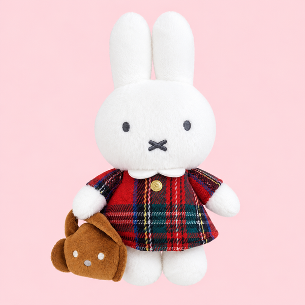 Miffy Yurakucho Limited Plaid Dress Plush Mascot