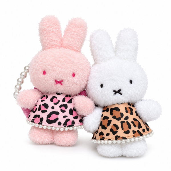 Miffy MIIA Pearl Leopard Dress Plush Keychain