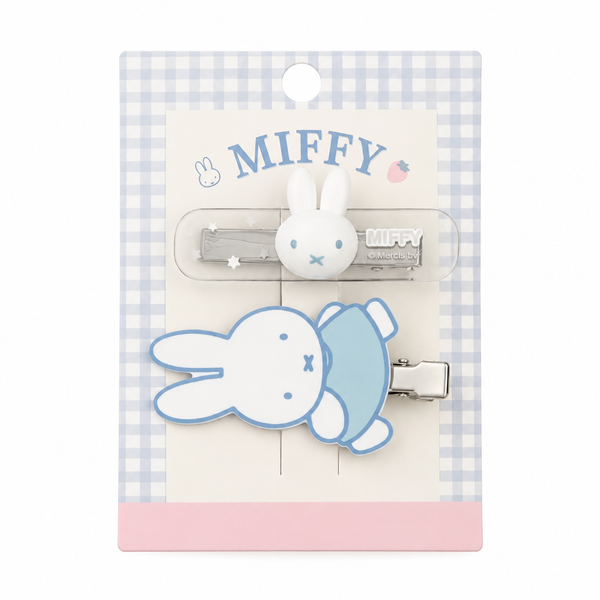 Miffy Pastel Blue Hair Clips – 2-Piece Set