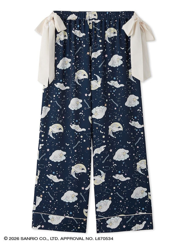 Snidel Home Cinnamoroll Satin Open-Collar Shirt & Long Pants Set