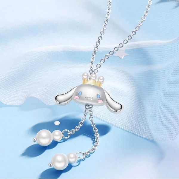 Sanrio Cinnamoroll Pearl Long Necklace | S925 Sterling Silver Chain