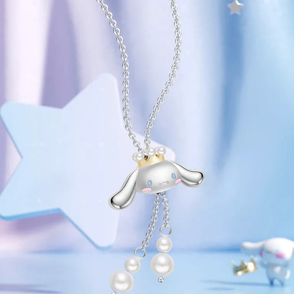 Sanrio Cinnamoroll Pearl Long Necklace | S925 Sterling Silver Chain