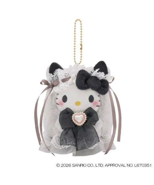 Hello Kitty Lolita Ghost Mascot Holder Plush Keychain - Black