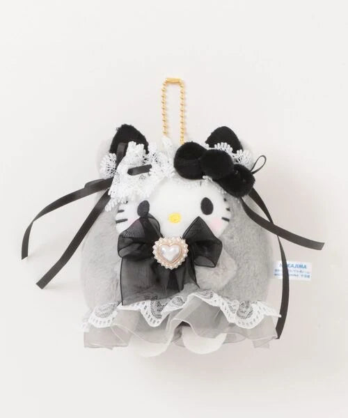 Hello Kitty Lolita Ghost Mascot Holder Plush Keychain - Black