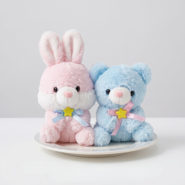 Pink Bunny and Blue Bear Mascot