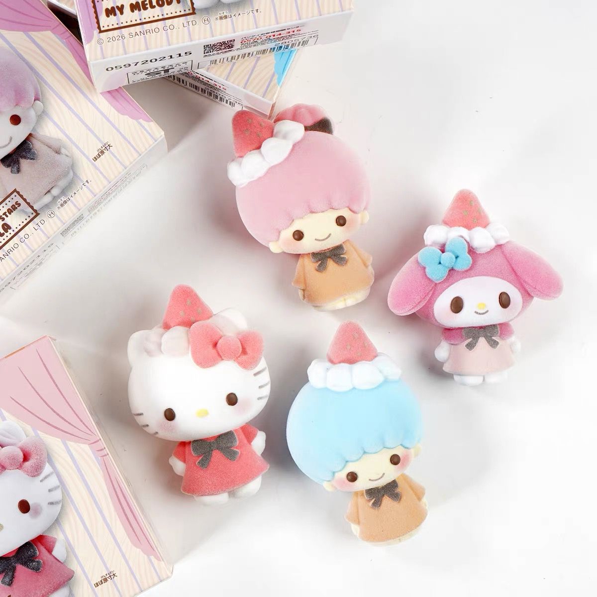 Sanrio Strawberry Series Flocked Figures by Bandai – Suteki Gifts