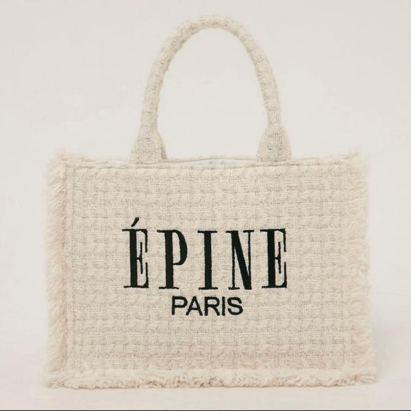 ÉPINE PARIS Tweed Fringe Medium Tote Bag
