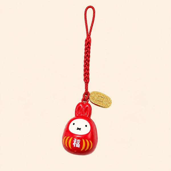 Miffy Red Daruma Bell Phone Charm