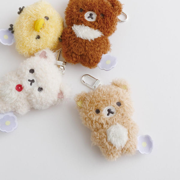 San-X Japan Rilakkuma Flower Fluffy Plush Keychain