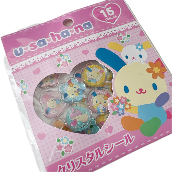 Sanrio Usahana Crystal Sticker / Ponku Sticker - 15 Piece Pack